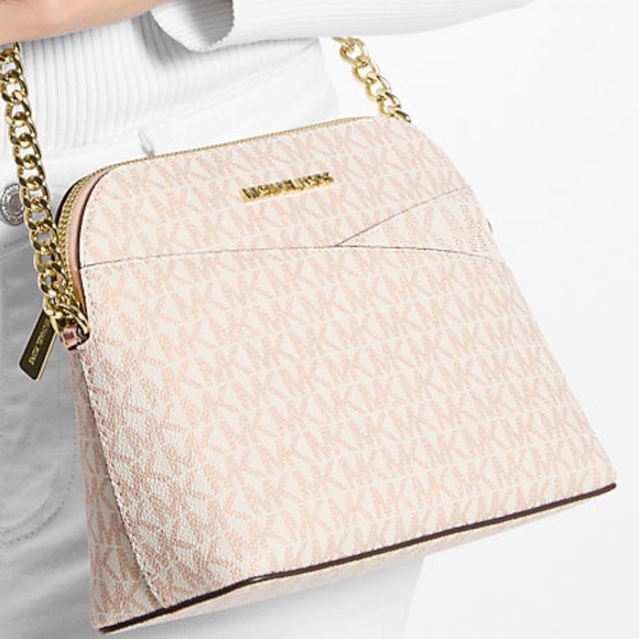 Michael Kors Jet Set Travel Medium Metallic Signature Logo Dome Crossbody Satchl - Picture 4 of 4